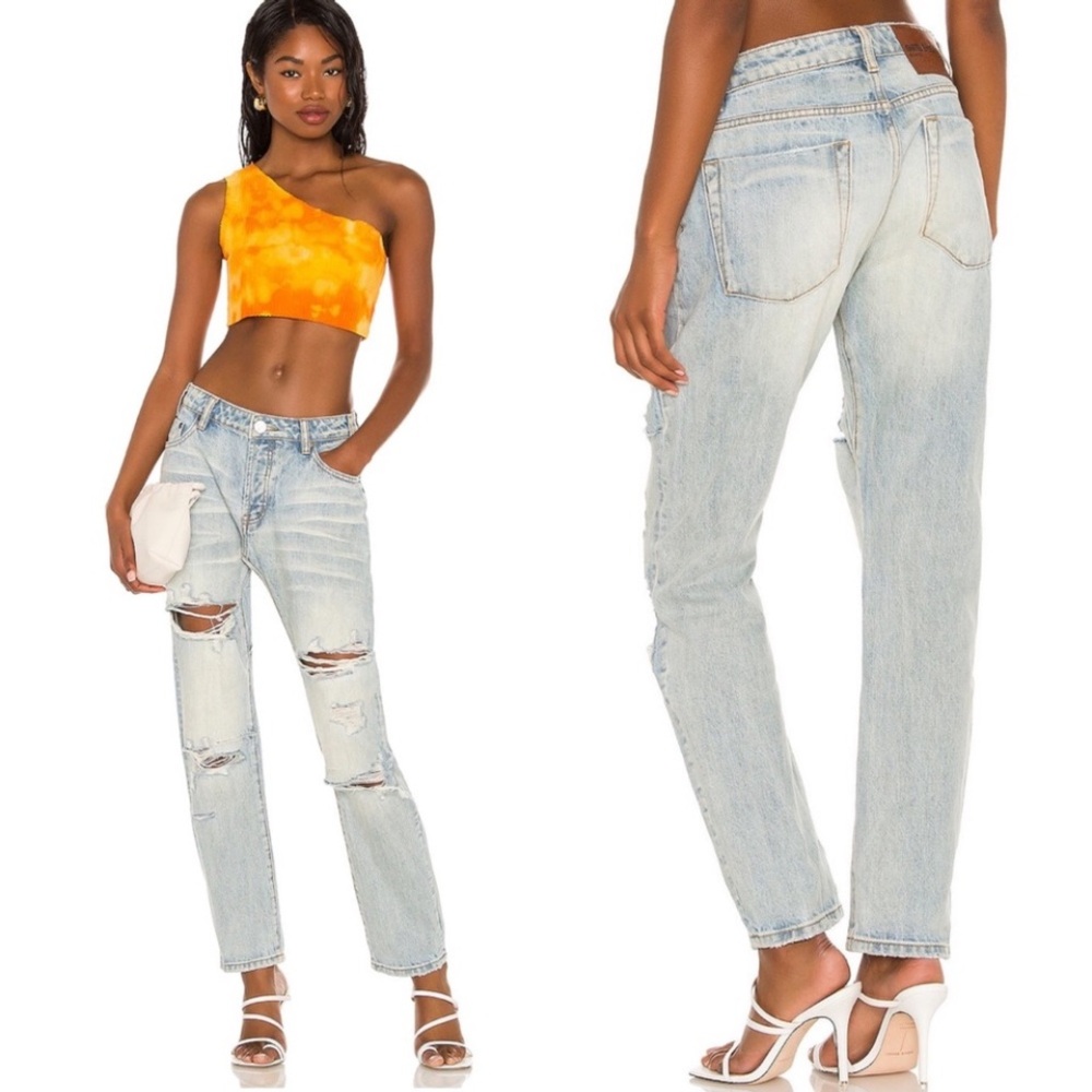 NWOT One Teaspoon Kansas Blue Trashed Saints Boyfriend Jean 27 - Picture 9 of 9